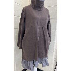 Mordenmiss  Sz Large Hi Low‎ Ruffle Hem Coffee Color Flared Layers Tunic/Dress
